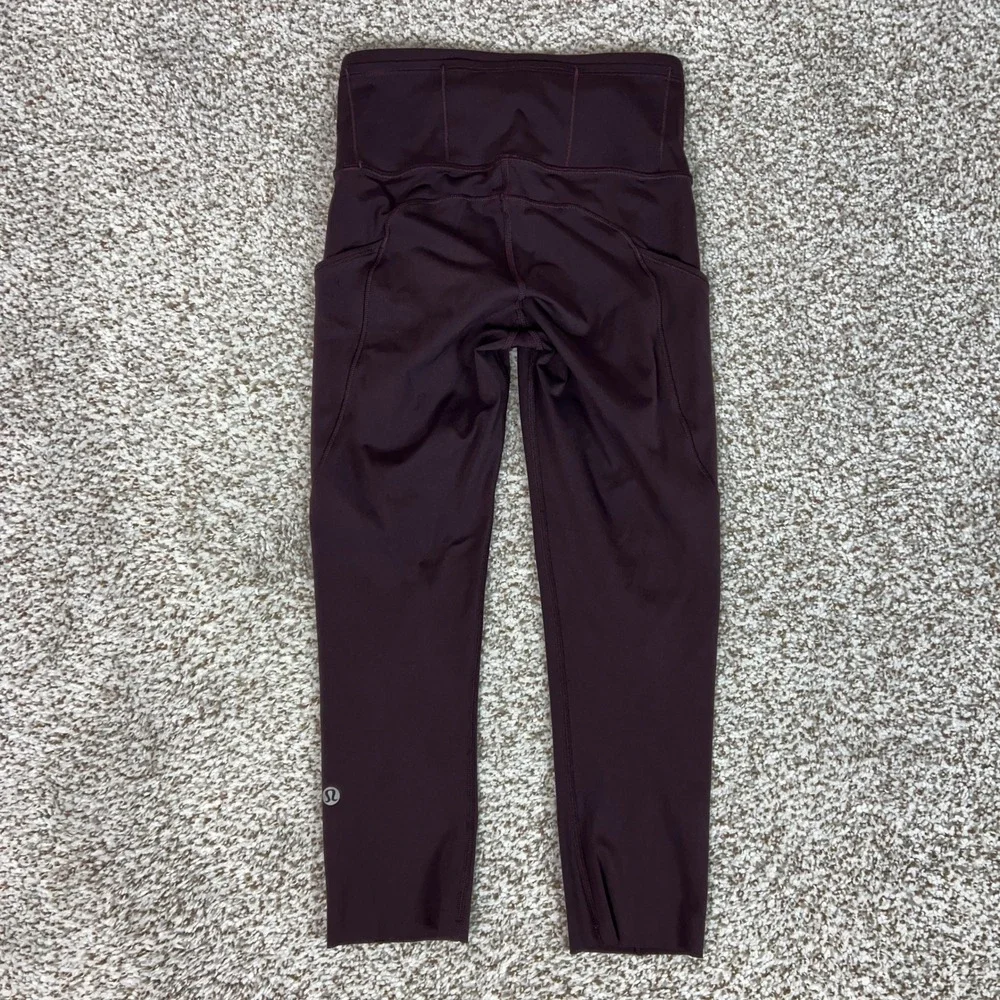 Lululemon Leggings Womens 2 Red Brown Running Leggings Fast Free Crop Yoga Gym